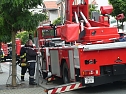Feuerwehr&uuml;bung bei der Sparkasse (Foto: Ilka K&uuml;hn)