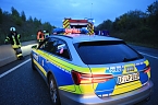 Bild: KKW kippt auf der A38 um (Foto: S.Dietzel)