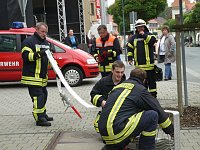Bild: Feuerwehr&uuml;bung bei der Sparkasse