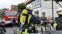 Bild: Feuerwehr&uuml;bung bei der Sparkasse