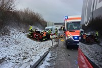 Bild: Die Feuerwehr Heiligenstadt musste heute eine Frau aus ihrem Fahrzeug retten