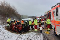 Bild: Die Feuerwehr Heiligenstadt musste heute eine Frau aus ihrem Fahrzeug retten