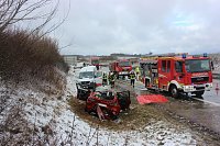 Bild: Die Feuerwehr Heiligenstadt musste heute eine Frau aus ihrem Fahrzeug retten