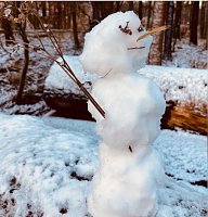Bild: Der kleine Schneemann bei einer Wanderung im Harz