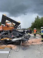 Bild: Unfall mit Schilderwagen auf der A 38