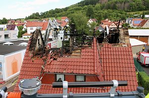 Ausgebrannter Dachstuhl in der Oststrasse