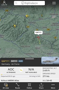 Gro&szlig;maschine der Bundesluftwaffe unterwegs &uuml;ber Th&uuml;ringen