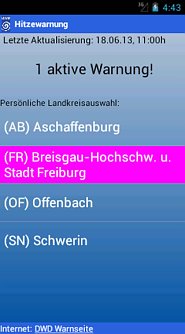 Beispiel einer Hitzewarnung (Foto: DWD)