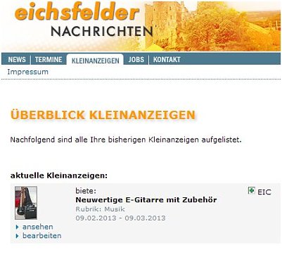 Kleinanzeigen (Foto: Ilka K&uuml;hn)