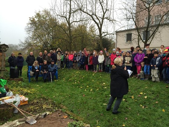 blaue Bank f&uuml;r Wei&szlig;enborn-L&uuml;derode (Foto: Cornelia Kurth-Scharf)