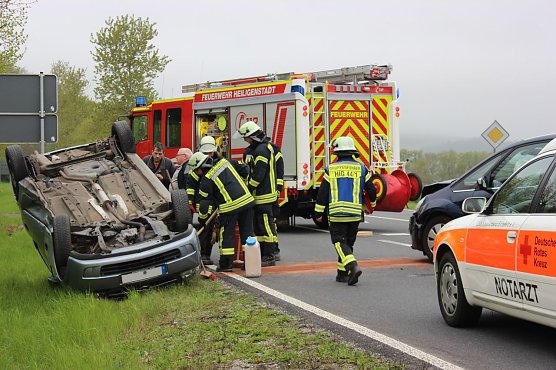 Auf dem Dach gelandet (Foto: Feuerwehr Heiligenstadt) Auf dem Dach gelandet (Foto: Feuerwehr Heiligenstadt)