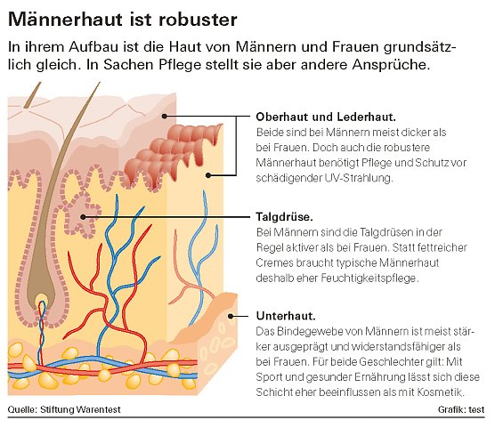 Die Haut der M&auml;nner (Foto: Stiftung Warentest)