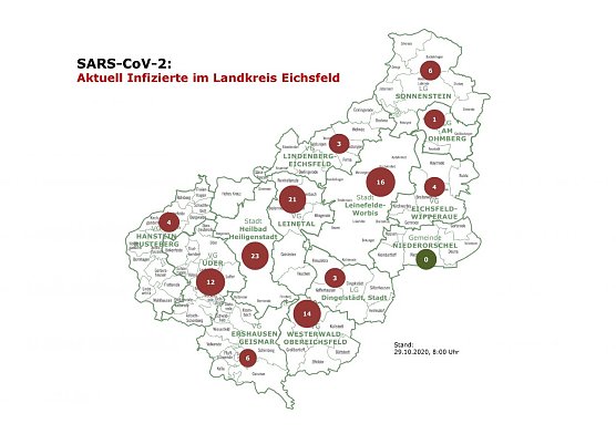 Aktuelle Entwicklung COVID-19-Fallzahlen (Foto: Landkreis Eichsfeld) Aktuelle Entwicklung COVID-19-Fallzahlen (Foto: Landkreis Eichsfeld)