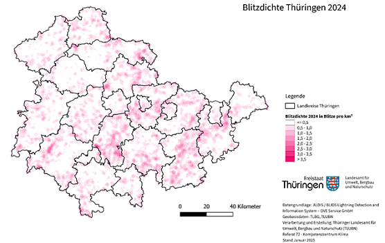 Zahl der Blitzeinschl&auml;gen Th&uuml;ringen ist r&uuml;ckl&auml;ufig (Foto: TLUBN)