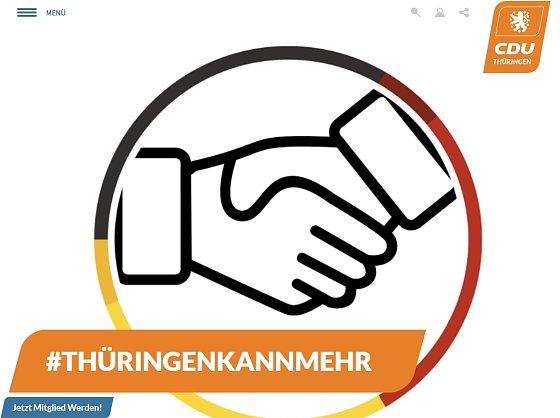 Bild: Screenshot der aktuellen Startseite der CDU