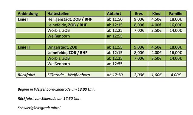 Bild: Abfahrtszeiten WanderBus