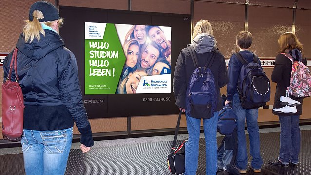 Bild: Die Hochschule Nordhausen macht in diesem Jahr unter anderem auch Werbung in M&uuml;nchener U-Bahn-Stationen 
