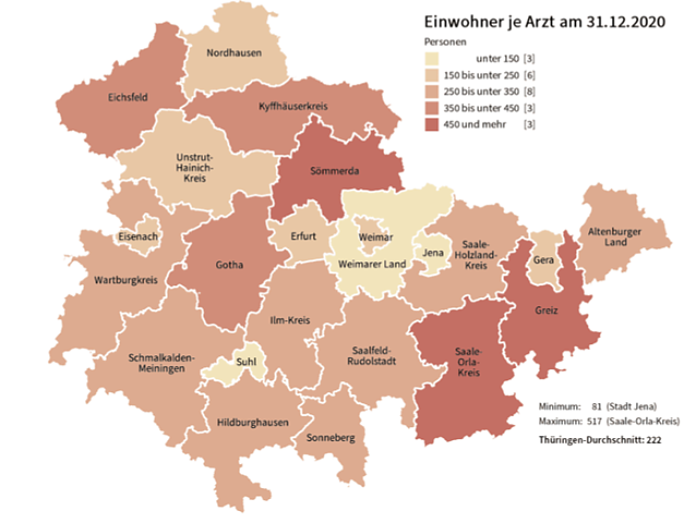 Bild: Statistik zur &Auml;rztedichte i Th&uuml;ringen