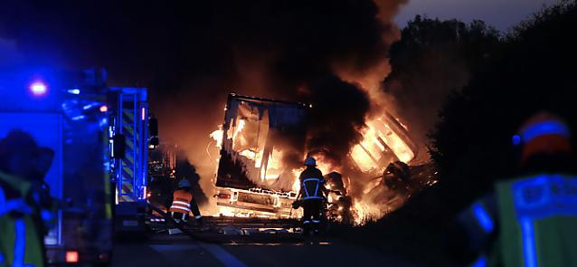 Bild: Feuerwehreinsatza auf der A38 im August 2022