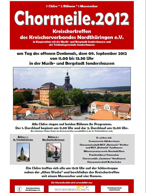 Chormeile.2012 in Sondershausen (Foto: Chorverband Nordth&uuml;ringen)