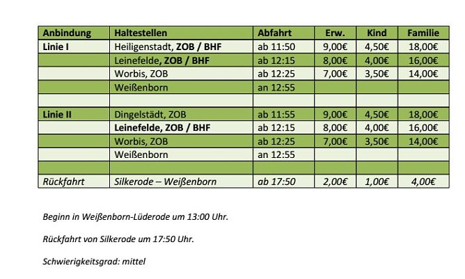 Abfahrtszeiten WanderBus (Foto: HVE)