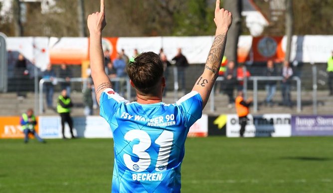 Pierre Becken nach dem erl&ouml;senden 1:0 in der 89. Minute (Foto: Bernd Peter)