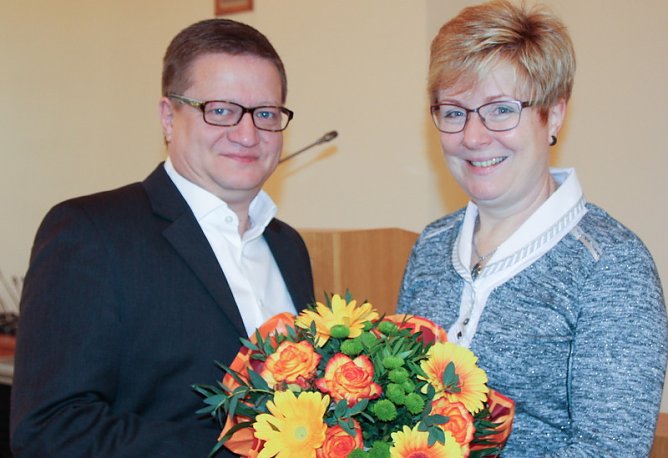 Ute Althaus und B&uuml;rgermeister Thomas Spielmann (Foto: Elke Sagorski)