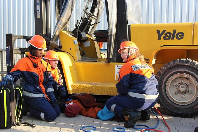 Person unter Maschine eingeklemmt bei Technik in Form  (Foto: Feuerwehr Heilbad Heiligenstadt)