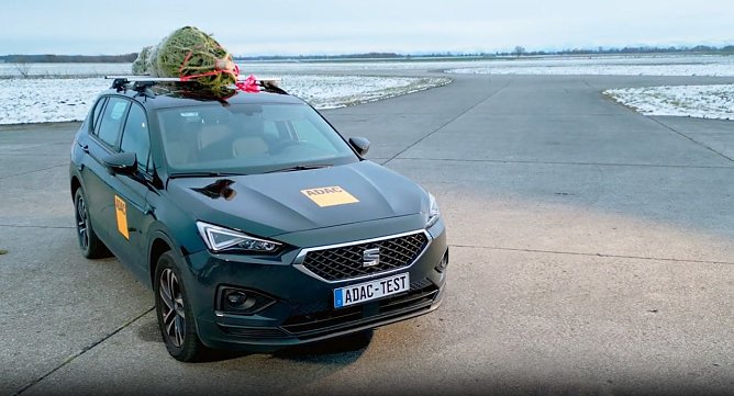 Weihnachtsbaumtransport auf dem Dachtr&auml;ger (Foto: ADAC)