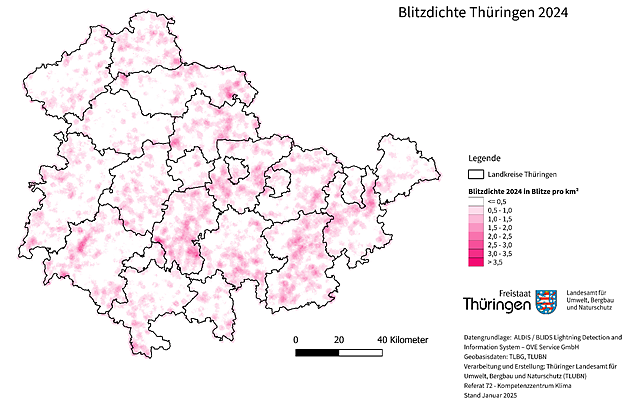 Zahl der Blitzeinschlägen Thüringen ist rückläufig (Foto: TLUBN) Zahl der Blitzeinschlägen Thüringen ist rückläufig (Foto: TLUBN)