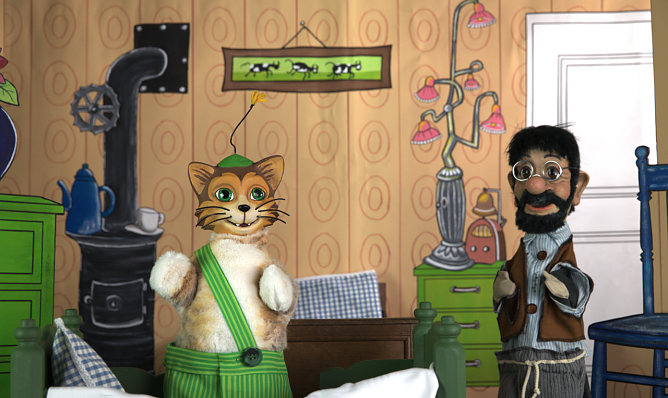 Der Kater Findus und Pettersson in ihrem Schlafzimmer (Foto: A. Nolting ) Der Kater Findus und Pettersson in ihrem Schlafzimmer (Foto: A. Nolting )