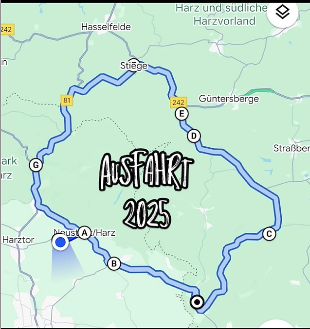 Bild: Die Streckenf&uuml;hrung f&uuml;r die Rundfahrt durch den S&uuml;dharz