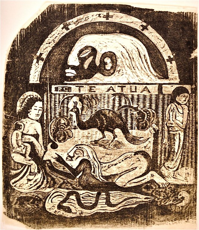 Bild: Paul Gauguin: G&ouml;tter, Holzschnitt, 1899