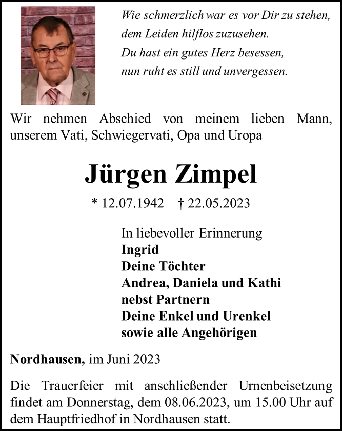 Traueranzeige (Foto: Schade)