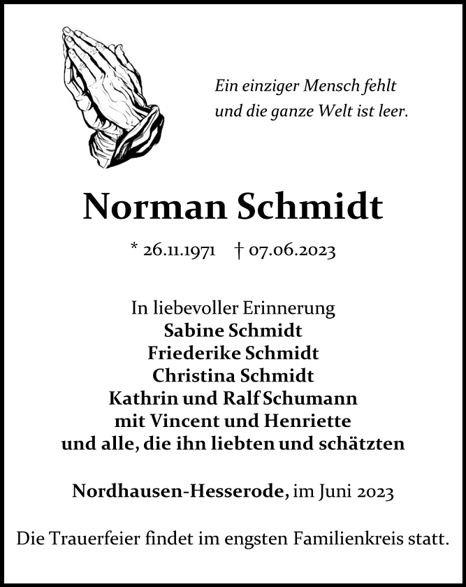 Traueranzeige (Foto: Schade)