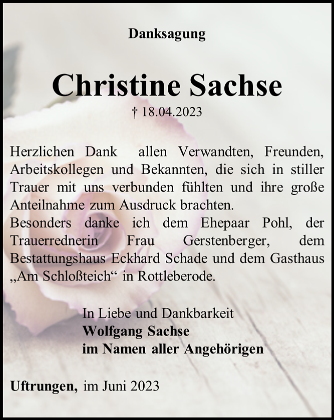 Danksagung (Foto: Schade)