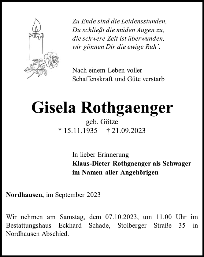 Traueranzeige (Foto: Schade)