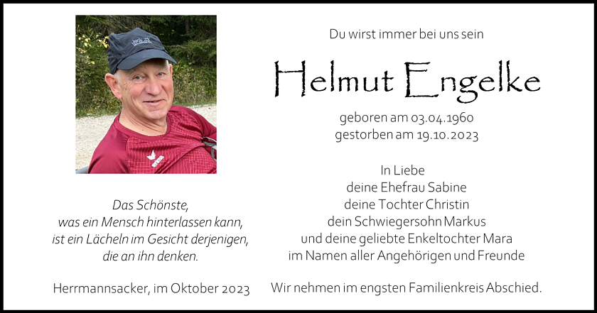 Traueranzeige (Foto: Bestattungshaus Schade)