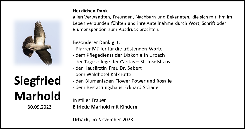 Danksagung (Foto: Bestattungshaus Schade)