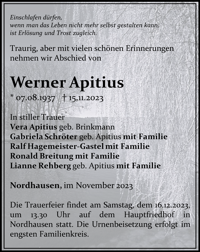 Traueranzeige (Foto: Bestattungshaus Schade)