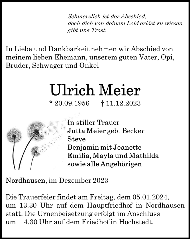 Traueranzeige (Foto: Schade)