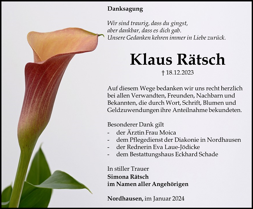Danksagung Klaus R&auml;tsch (Foto: Bestattungshaus Eckhard Schade)