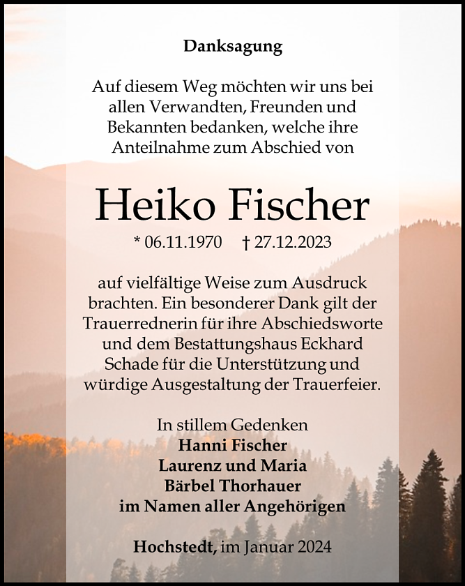 Danksagung Heiko Fischer (Foto: Bestattungshaus Eckhard Schade)