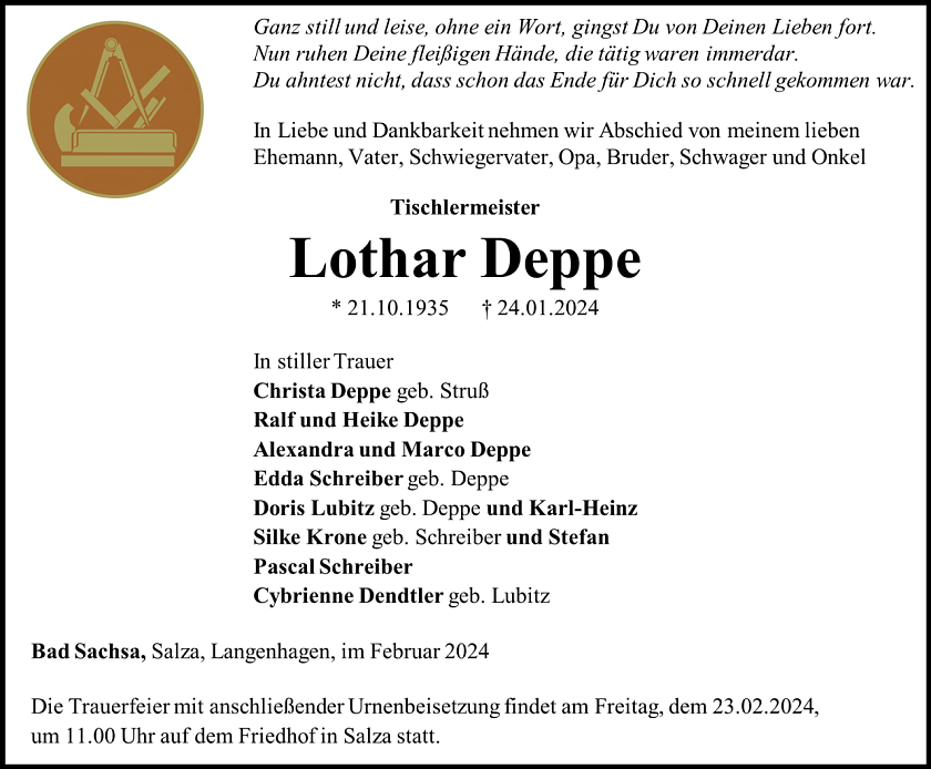 Traueranzeige (Foto: Bestattungshaus Eckhard Schade)