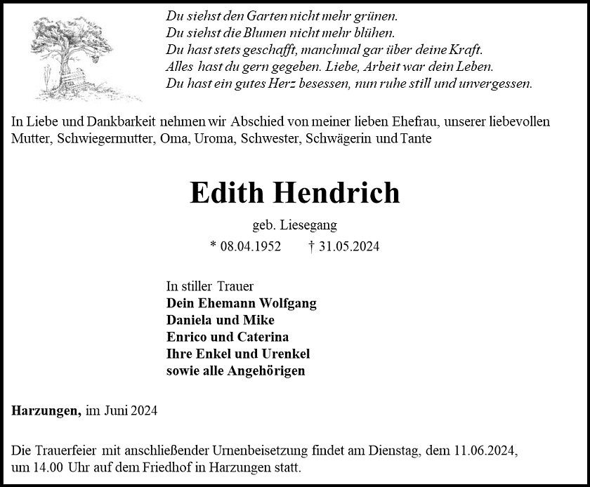 Traueranzeige (Foto: Bestattungshaus Schade)