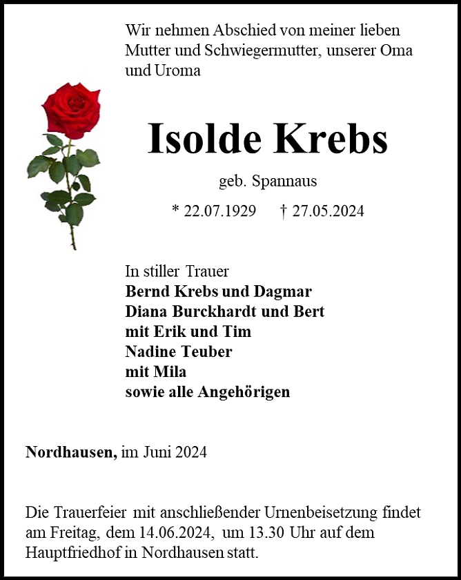 Traueranzeige (Foto: Bestattungshaus Schade)