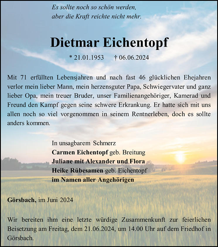 Traueranzeige (Foto: Schade)