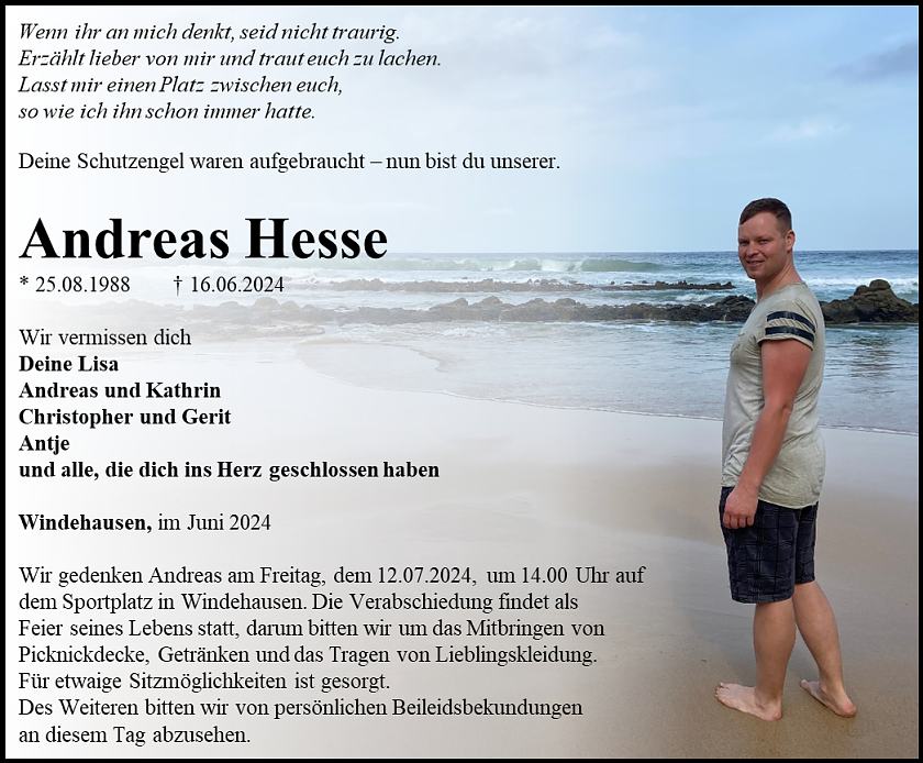 Traueranzeige (Foto: Schade)