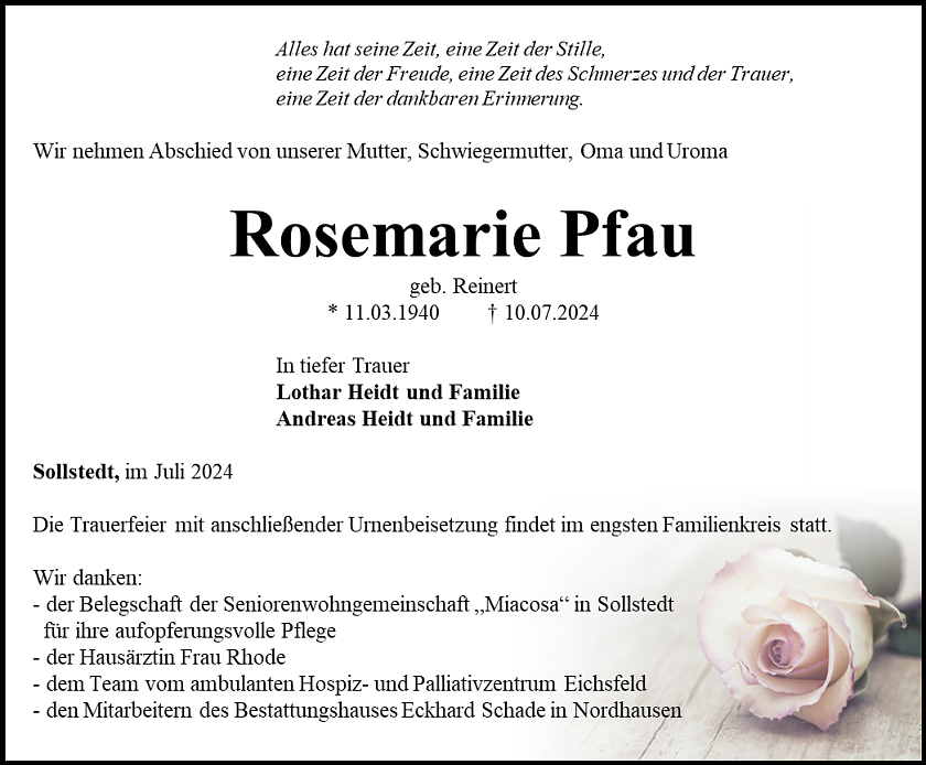 Traueranzeige  (Foto: Bestattungshaus Eckhard Schade)