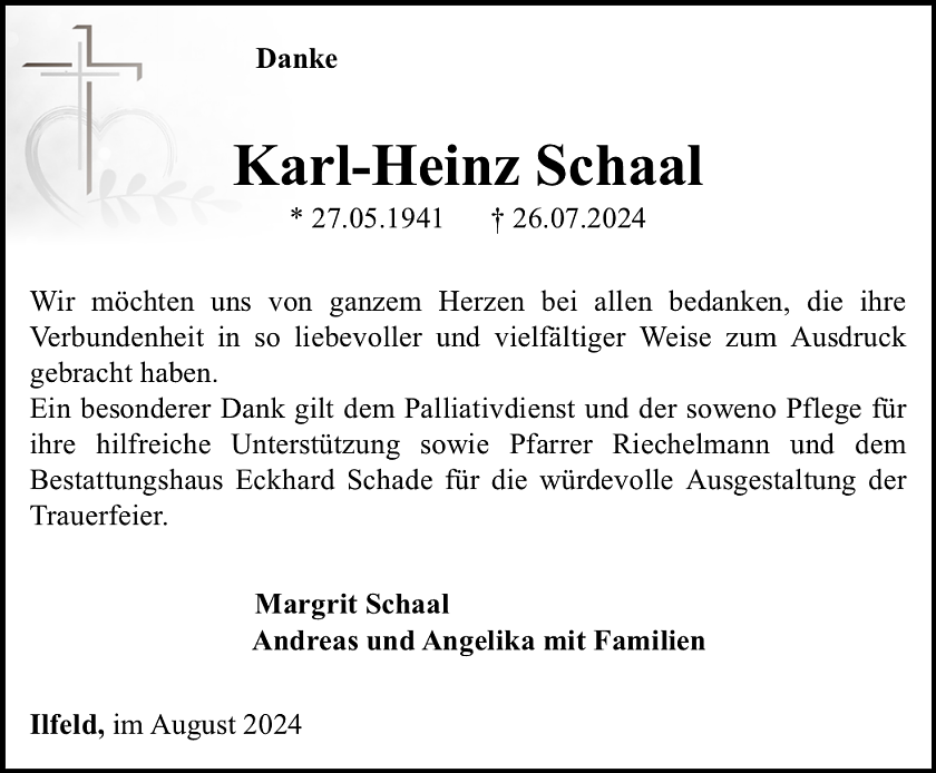 Danksagung (Foto: Bestattungshaus Eckhard Schade)